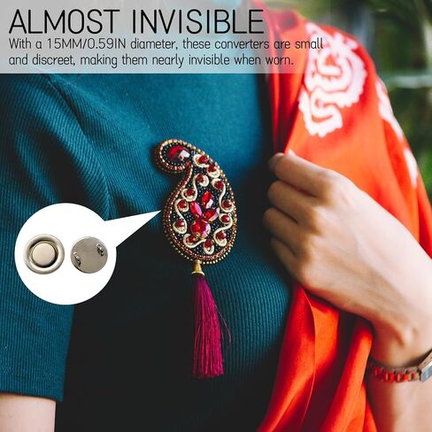 Mini Magnetic Pin Brooch Converters - Harm-Free for Thin Fabric, Suitable for Scarf, Shirts, Hijab, and Collar(6 Pack) in Kuwait