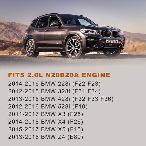 Turbo with Actuator, Turbocharger Replacement for 2011-2018 BMW 228i 328i 428i 528i X3 X4 X5 Z4, Code (F22 F23 F30 F32 F10 E84 F25 F26 F15 E89) Models with N20B20A 2.0L Engine in Kuwait