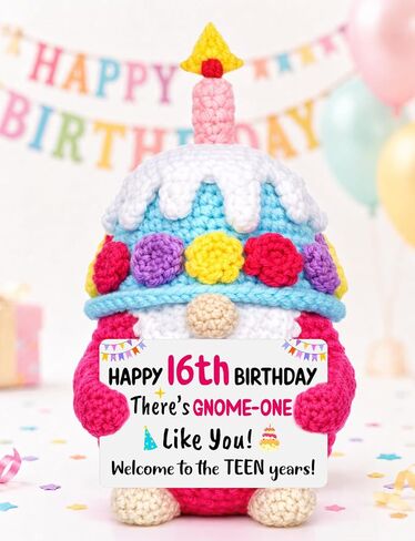 Sweet 16 Gifts for Girls - 16 Year Old Girl Boy Gift, Crochet Birthday Gnome for Teens Daughter Granddaughter, Sweet Sixteen New Driver Present Happy 16th Birthday Bday Party Decorations in Saudi Arabia