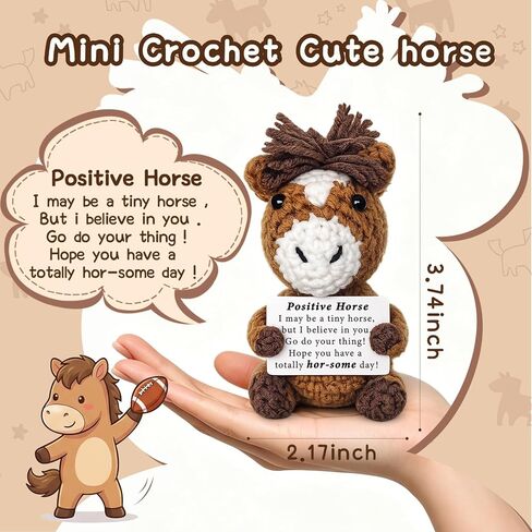 GiftMark Positive Handmade Crochet Horse Gift, Inspirational Crochet Keepsake for Him Her, Cute Desk Decor for Women Friends Coworkers, Funny Hor-Some Day Encouragement Gift in Kuwait