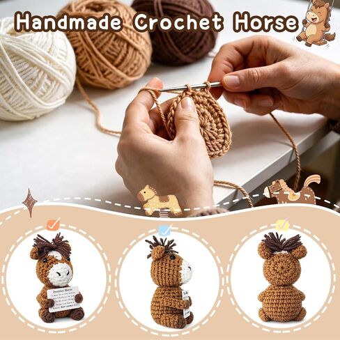 GiftMark Positive Handmade Crochet Horse Gift, Inspirational Crochet Keepsake for Him Her, Cute Desk Decor for Women Friends Coworkers, Funny Hor-Some Day Encouragement Gift in Kuwait