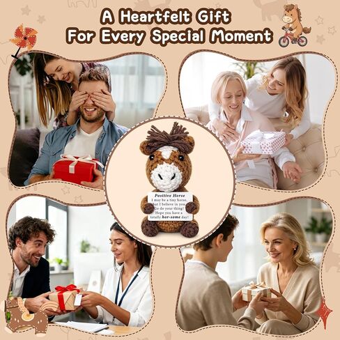 GiftMark Positive Handmade Crochet Horse Gift, Inspirational Crochet Keepsake for Him Her, Cute Desk Decor for Women Friends Coworkers, Funny Hor-Some Day Encouragement Gift in Kuwait