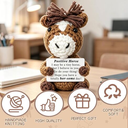 GiftMark Positive Handmade Crochet Horse Gift, Inspirational Crochet Keepsake for Him Her, Cute Desk Decor for Women Friends Coworkers, Funny Hor-Some Day Encouragement Gift in Kuwait