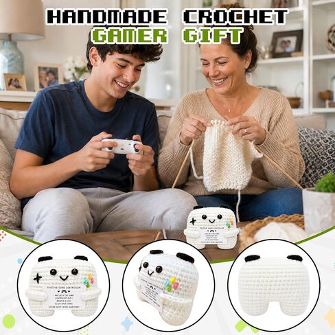 yangmics هدايا التحكم في ألعاب الكروشيه الإيجابية المباشرة، هدية تشجيع للرجال والنساء، هدايا عيد ميلاد اللاعب، دعم عاطفي مصنوع يدويًا، هدية للاعبي الكروشيه، ديكور غرفة الألعاب in Kuwait