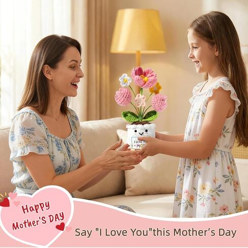 Mothers Day Gifts for Mom from Daughter Son,Handmade Emotional Support Crochet Tulip Flower,Remember I Love You MOM,Positive Birthday Gift for Mama,Stepmom, Mother in Law,Cute Desk Car Decor in Kuwait