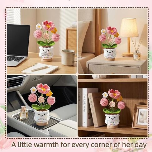 Mothers Day Gifts for Mom from Daughter Son,Handmade Emotional Support Crochet Tulip Flower,Remember I Love You MOM,Positive Birthday Gift for Mama,Stepmom, Mother in Law,Cute Desk Car Decor in Kuwait