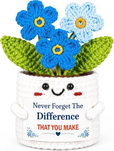 Thank You Gifts for Women - Appreciation Gifts Handmade Crochet Forget Me Not for Teachers Nurse Retirement Coworker Coach Friend Employee Gift for Birthday Office Desk Decor Woman Men in Saudi Arabia