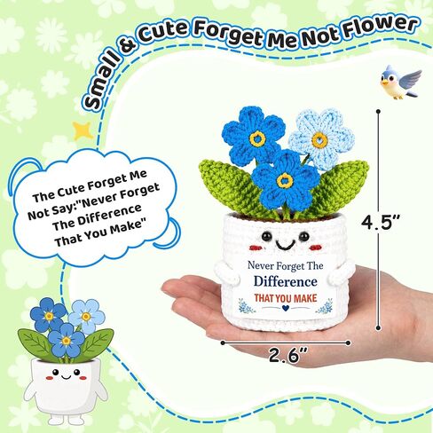 Thank You Gifts for Women - Appreciation Gifts Handmade Crochet Forget Me Not for Teachers Nurse Retirement Coworker Coach Friend Employee Gift for Birthday Office Desk Decor Woman Men in Saudi Arabia