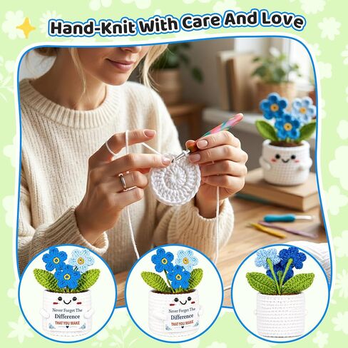 Thank You Gifts for Women - Appreciation Gifts Handmade Crochet Forget Me Not for Teachers Nurse Retirement Coworker Coach Friend Employee Gift for Birthday Office Desk Decor Woman Men in Saudi Arabia