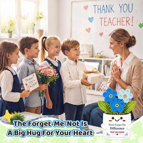 Thank You Gifts for Women - Appreciation Gifts Handmade Crochet Forget Me Not for Teachers Nurse Retirement Coworker Coach Friend Employee Gift for Birthday Office Desk Decor Woman Men in Saudi Arabia