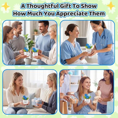 Thank You Gifts for Women - Appreciation Gifts Handmade Crochet Forget Me Not for Teachers Nurse Retirement Coworker Coach Friend Employee Gift for Birthday Office Desk Decor Woman Men in Saudi Arabia