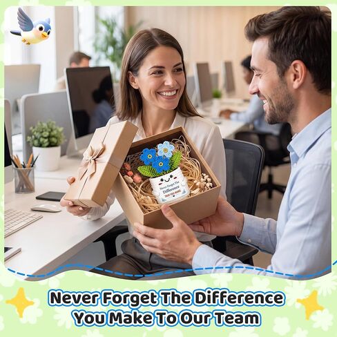 Thank You Gifts for Women - Appreciation Gifts Handmade Crochet Forget Me Not for Teachers Nurse Retirement Coworker Coach Friend Employee Gift for Birthday Office Desk Decor Woman Men in Saudi Arabia