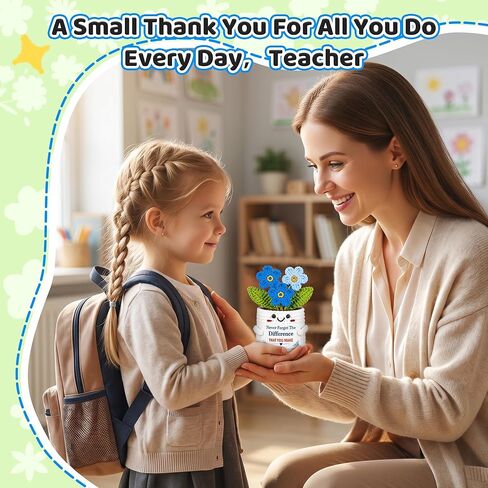 Thank You Gifts for Women - Appreciation Gifts Handmade Crochet Forget Me Not for Teachers Nurse Retirement Coworker Coach Friend Employee Gift for Birthday Office Desk Decor Woman Men in Saudi Arabia