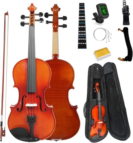 FINO 4/4 Violin Full Size Kit for Beginners, Fiddle Set for Adults Students with 2 Boxwood Bows, Extra Strings, Rosin, Tuner, Fingerboard Sticker, Shoulder Rest, Case (Plywood, Full) in Saudi Arabia