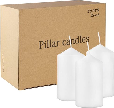 2x4 High White Pillar Candles, Set of 20, Unscented. Bulk Buy. Ideal for Wedding, Emergency Lanterns, Spa, Aromatherapy, Party in Saudi Arabia