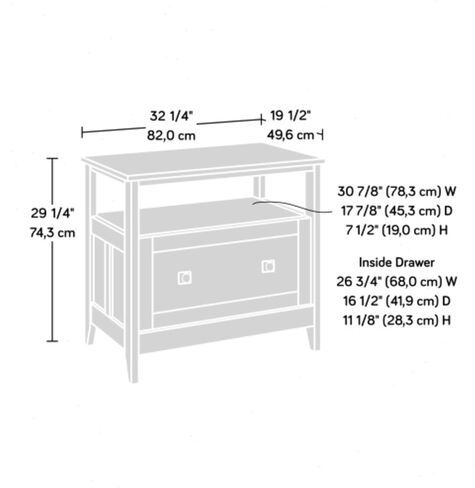 File Cabinet 1-Drawer with Open Shelf, Legal Size Filing Cabinet - Soft White Finish in Kuwait