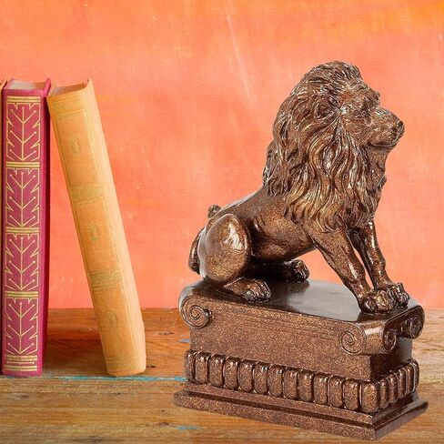 Bellaa 20164 Lion Bookends Decorative Book Ends for Bookshelves Rustic Vintage Antique Animal Home Decor Unique Modern Living Room Office Desk Bookcases Decoration Shelf Heavy Duty Support 8 inch in Saudi Arabia