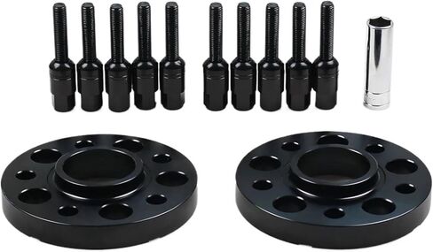 Hub Centric Bore Wheel Spacers M12x1.5 Tapered Bolts 20mm 5x112mm 66.6mm Compatible For W/Ball Bolts(Black bolts) in Kuwait
