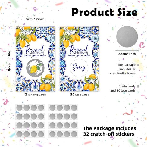 تكشف عن موضوع الليمون مضحك لعبة الحزب خدش بطاقات 32pcs، الحمضيات الليمون تحت عنوان عطلة الحدث تذاكر السحب، لبطاقة الخطوبة لحفل الزفاف العازبة، لوازم الحفلات بطاقة اللعبة in Kuwait