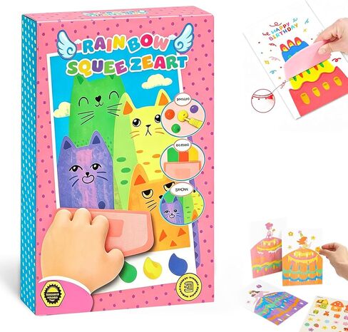 Rainbow Squeeze Art Kit, Creative Squeegee Painting Kit DIY Postcards Scratch Art Party Favors Novelty Birthday Gifts,2026 Upgrade Magic Rainbow Scratch Paper Art Set (B) in Kuwait