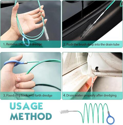Car Sunroof Drain Cleaning Tool, Bendable Pipe Unblocker for Sunroof Drain Pipes, Kitchens, Bathrooms, Pull Ring-type Cleaning Tool with Brush, for Most Cars, SUVs (Multicolored) in Kuwait