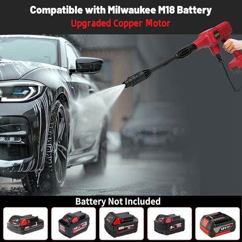Cordless Power Car Cleaner Tool for Milwaukee M18 Battery with 16.5FT Drain Hose for Car Floor Wall Fence Bike Garden Cleaning (Battery Not Included) in Kuwait