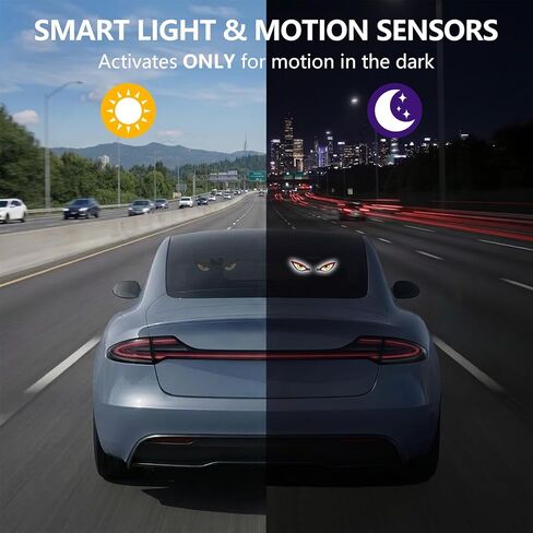 Solar Devil Eyes Car LED Light, Wireless No Drill Demon Eye Warning Lights for Car Windshield & Rear Window, Type-C Rechargeable Animated LED Eyes for Cars, SUVs, Trucks, Vans (1 Pack) in Kuwait