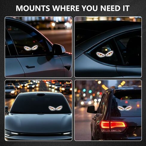 Solar Devil Eyes Car LED Light, Wireless No Drill Demon Eye Warning Lights for Car Windshield & Rear Window, Type-C Rechargeable Animated LED Eyes for Cars, SUVs, Trucks, Vans (1 Pack) in Kuwait
