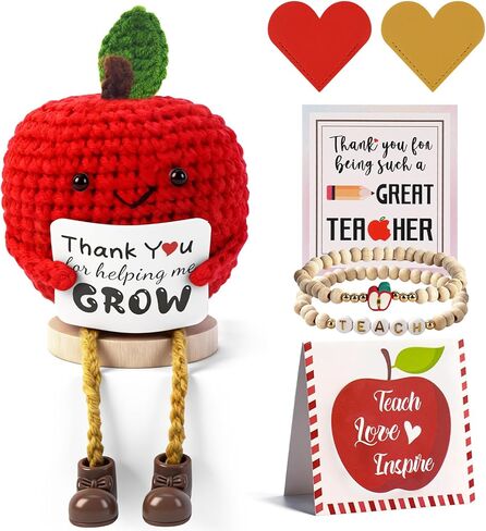 Teacher Appreciation Gifts for Women, Positive Handmade Crochet Apple, Thank You Gifts for End of Year Back to School, Birthday, Graduation, Last Day of School, Office Supplies in Kuwait