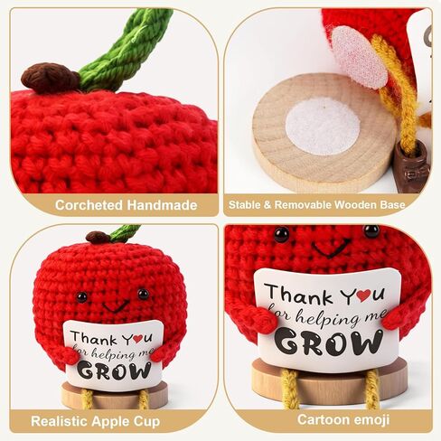 Teacher Appreciation Gifts for Women, Positive Handmade Crochet Apple, Thank You Gifts for End of Year Back to School, Birthday, Graduation, Last Day of School, Office Supplies in Kuwait