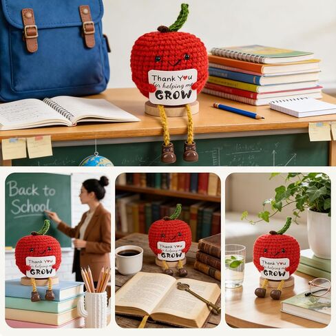 Teacher Appreciation Gifts for Women, Positive Handmade Crochet Apple, Thank You Gifts for End of Year Back to School, Birthday, Graduation, Last Day of School, Office Supplies in Kuwait
