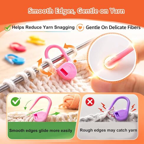 Suhfuib 250 PCS Stitch Markers for Crochet and Knitting, Locking Plastic Stitch Counter Clips, 7 Large-Eye Needles and Storage Case, Essential Crochet Accessories and Supplies for Amigurumi DIY Crafts in Kuwait