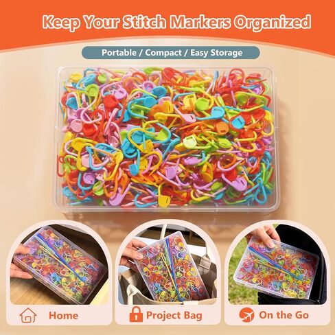 Suhfuib 250 PCS Stitch Markers for Crochet and Knitting, Locking Plastic Stitch Counter Clips, 7 Large-Eye Needles and Storage Case, Essential Crochet Accessories and Supplies for Amigurumi DIY Crafts in Kuwait
