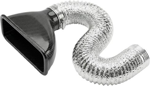 Universal Car Bumper Air Intake Duct Kit 167mm(6.57") Rectangular Carbon Fiber Style with 115cm(45") Flexible Hose and Clamp for Cold Air in Kuwait