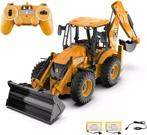RC Backhoe Wheel Loader 2.4G Fully Functional 1/20 Remote Control Excavator Bulldozer Back Hoe Truck Tractor Digger Heavy Duty Construction Vehicle Engineering Trucks Children's Toys in Kuwait