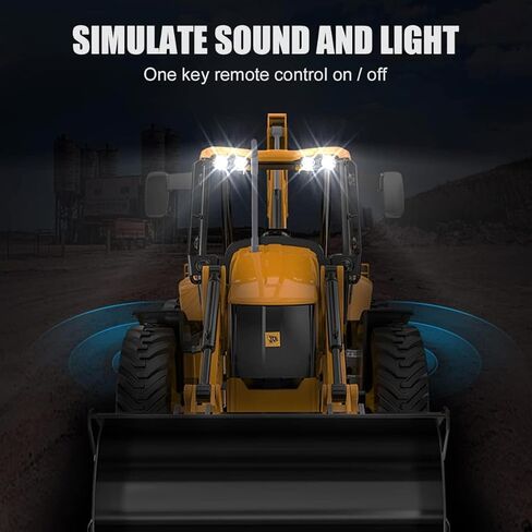 RC Backhoe Wheel Loader 2.4G Fully Functional 1/20 Remote Control Excavator Bulldozer Back Hoe Truck Tractor Digger Heavy Duty Construction Vehicle Engineering Trucks Children's Toys in Kuwait