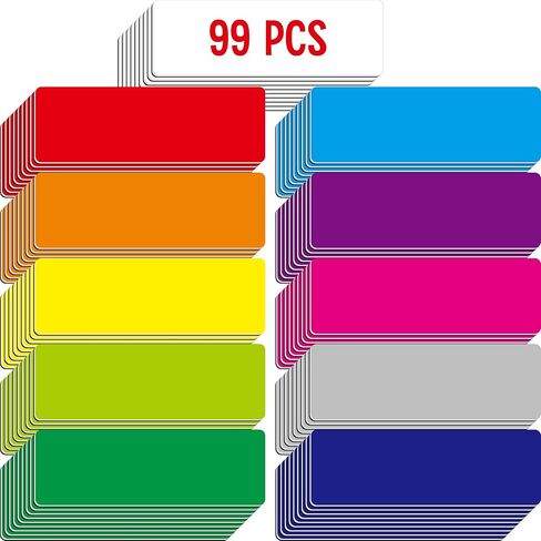 99 PCS Magnetic Name Tag Labels, 11 Colors Dry Erase Reusable Name Stickers for Whiteboards Locker Fridge School Office Home (1" x 3") in Kuwait