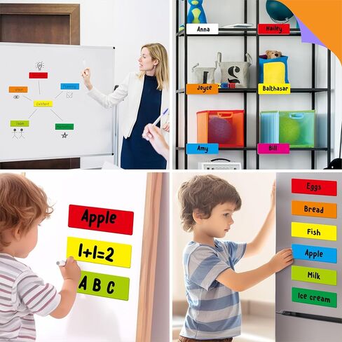 99 PCS Magnetic Name Tag Labels, 11 Colors Dry Erase Reusable Name Stickers for Whiteboards Locker Fridge School Office Home (1" x 3") in Kuwait