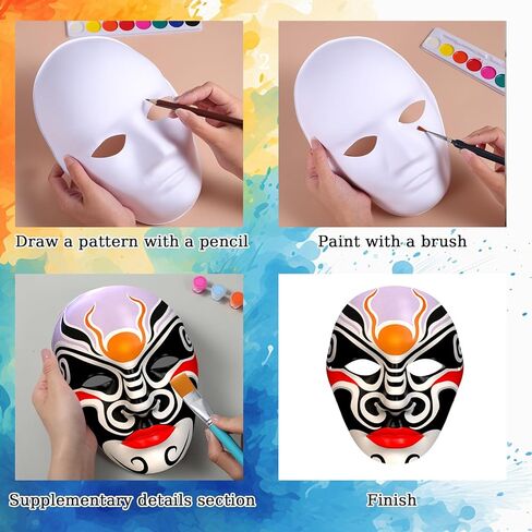 50 قطعة من قناع الورق المعجن DIY أقنعة حرفية بيضاء كاملة الوجه أقنعة ورقية كبيرة الحجم من أجل ماردي غرا كوسبلاي وحفلات الرقص زي قابل للطلاء in Kuwait