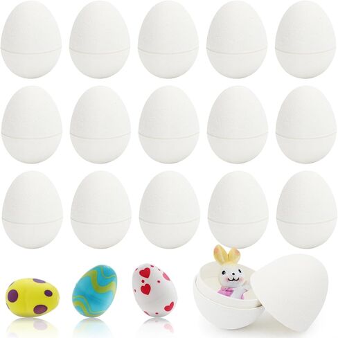 15 Pcs DIY Paper Easter Eggs, 3 Inch Blank Paper Mache Craft Eggs, Paintable White Easter Fillable Paper Eggs for Easter Basket Stuffers Hunt Party Favors DIY Painting Supplies, School and Church in Kuwait