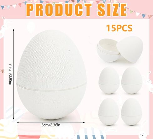 15 Pcs DIY Paper Easter Eggs, 3 Inch Blank Paper Mache Craft Eggs, Paintable White Easter Fillable Paper Eggs for Easter Basket Stuffers Hunt Party Favors DIY Painting Supplies, School and Church in Kuwait
