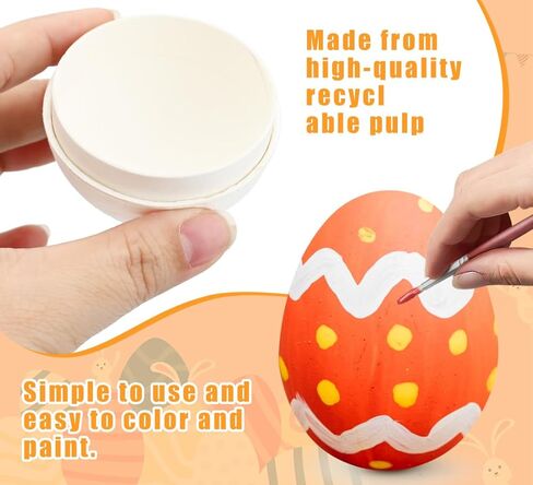 15 Pcs DIY Paper Easter Eggs, 3 Inch Blank Paper Mache Craft Eggs, Paintable White Easter Fillable Paper Eggs for Easter Basket Stuffers Hunt Party Favors DIY Painting Supplies, School and Church in Kuwait