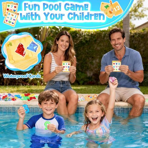Meaicezli Pool Toys Diving Gems, 54 Pcs Search and Find Pool Games, Diving Toys with Dive Gems, Acrylic Numbers, Scavenger Hunt Game Cards & Mesh Bag, Fun Summer Water Party Favors for Kids 4-12 in Kuwait