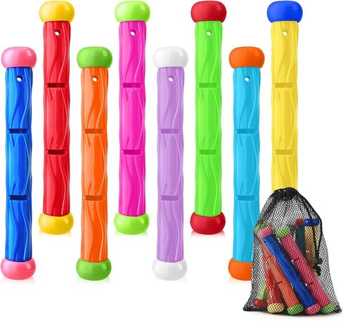 Pool Toys for Kids Ages 8-12 4-8, 16 PCS Pool Diving Toys for Kids Age 3-10, Summer Underwate Swimming Training Diving Rings Diving Sticks Dive Gems Set with Storage Bags for Water Games Toys Gifts in Kuwait