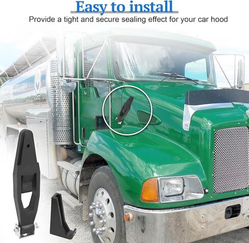 حزام مزلاج غطاء محرك السيارة مع طقم دعامة للإمساك مناسب لـ Kenworth T300 T600 T800 W900 & Peterbilt 357 367 377 378 379 388 389، قطع غيار مزلاج غطاء الشاحنة 23-13857 L56-0001 HLK1035-2 Pack in Kuwait