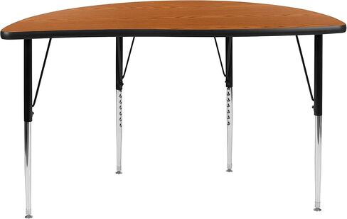 BizChair 47.5" Half Circle Wave Flexible Collaborative Oak Adjustable Height Activity Table in Kuwait