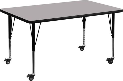 طاولة أنشطة Flash Furniture Mobile مقاس 36 بوصة عرض × 72 بوصة طول مستطيلة الشكل باللون الأحمر - أرجل قصيرة قابلة لتعديل الارتفاع in Kuwait