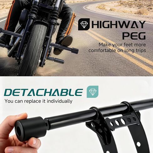 MoKitDora Sportster Crash Bar 1.25" Fat Highway Peg Engine Guard Compatible with Harley 2004-later XL 1200 883 Models, Gloss Black in Kuwait