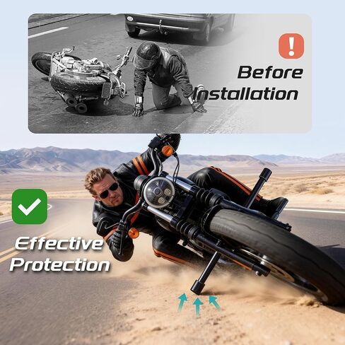 MoKitDora Sportster Crash Bar 1.25" Fat Highway Peg Engine Guard Compatible with Harley 2004-later XL 1200 883 Models, Gloss Black in Kuwait
