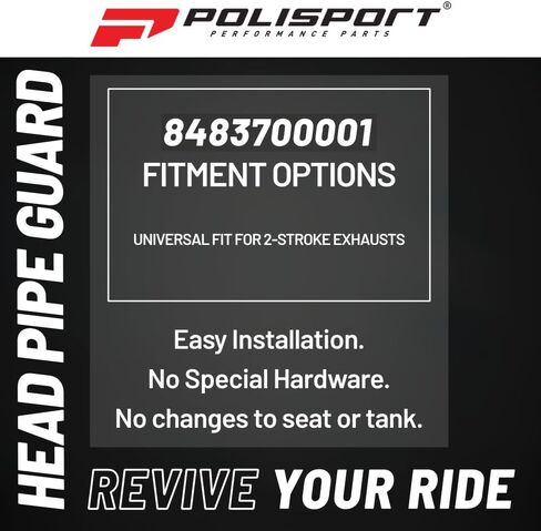 Polisport Armadillo Head Pipe Guard - Black, 22cm/8.6in, Heat-Resistant Silicone & Stainless Steel, Adaptable to Various Dirtbike Models, Flexible Design, Off-Road Protection in Kuwait